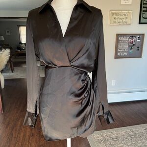 Zara Black Satin Dress